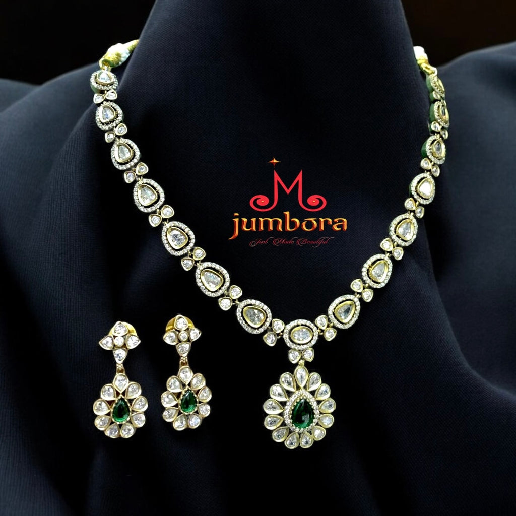 Victorian Green & White AD Zircon Necklace