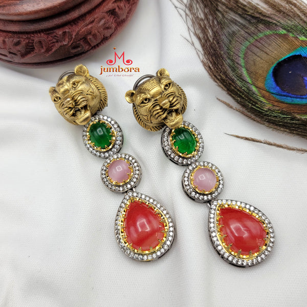 Sabyasachi Inspired Multicolor AD Zircon Victorian Earring