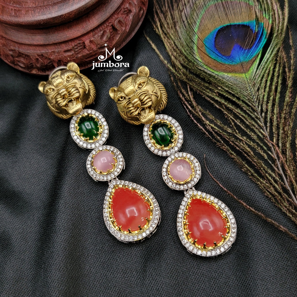 Sabyasachi Inspired Multicolor AD Zircon Victorian Earring