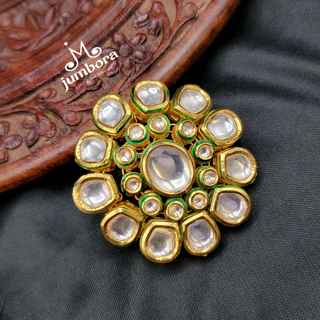 Big Size Adjustable Kundan Finger Ring