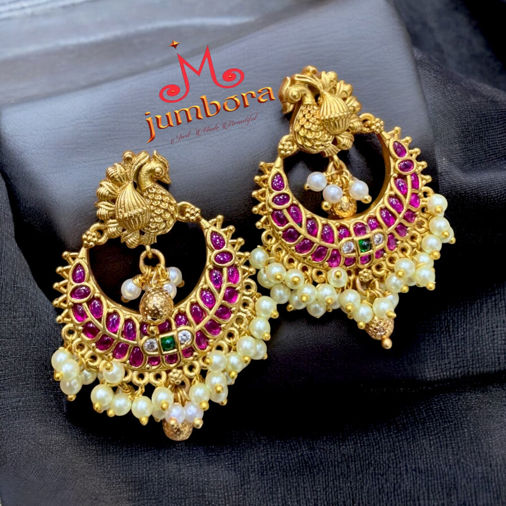 Peacock Kemp Earring with Pearls