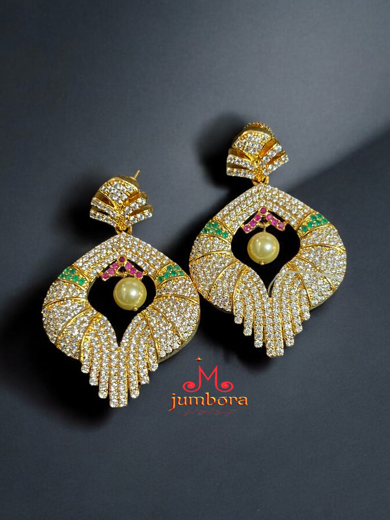 Partywear Designer White AD Zircon Earrings