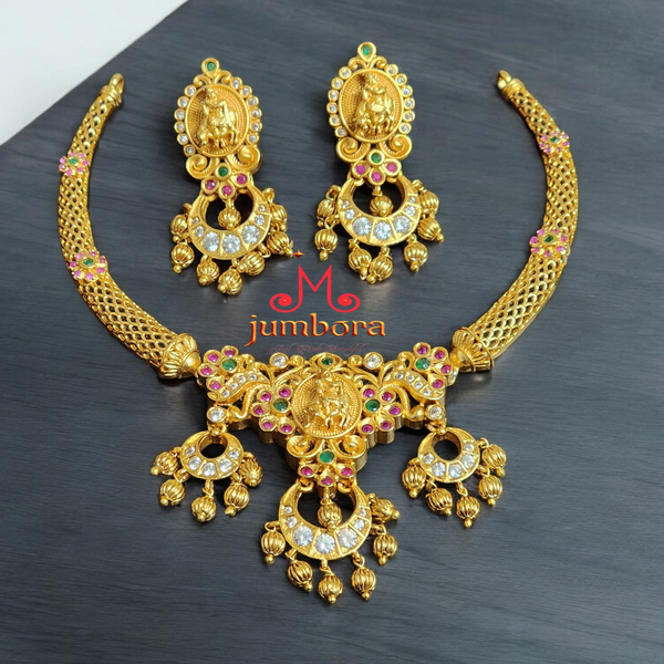 Kaante Style Lord Krishna Temple Jewelry Necklace Set