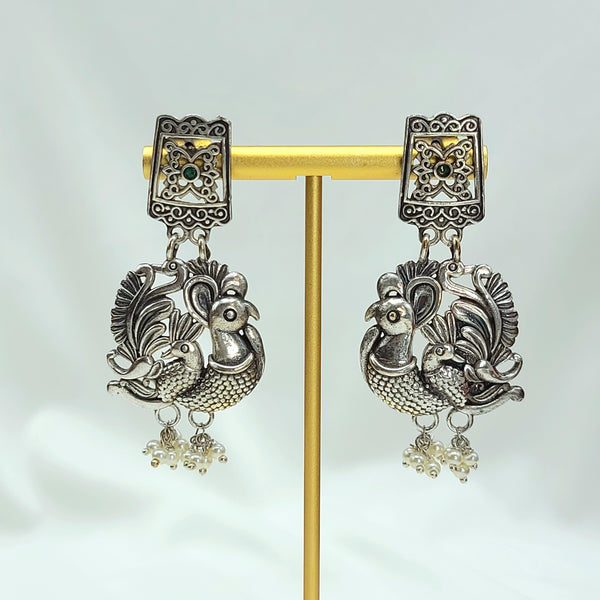 Peacock Oxidized German Silver Earring