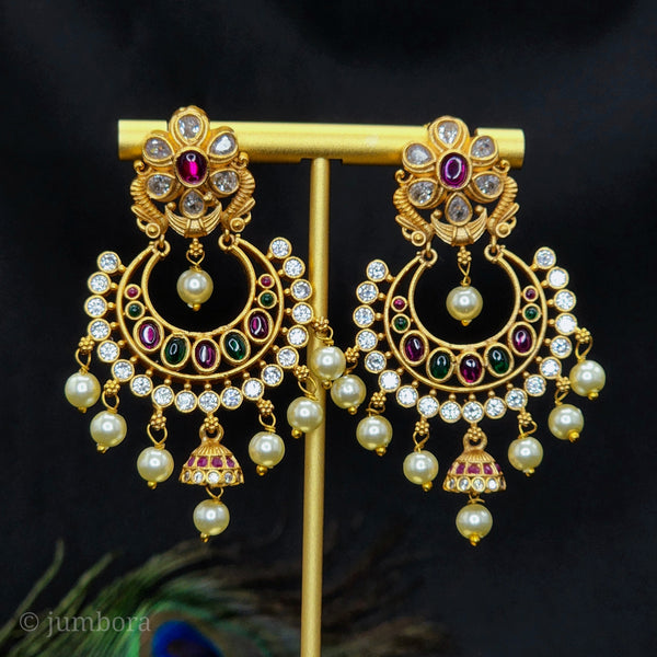 Matte Gold Chaandbali Kemp earrings