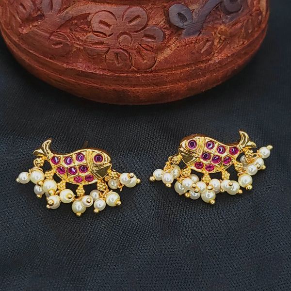 Fish Style Ruby Red and Multi AD Zircon Earring