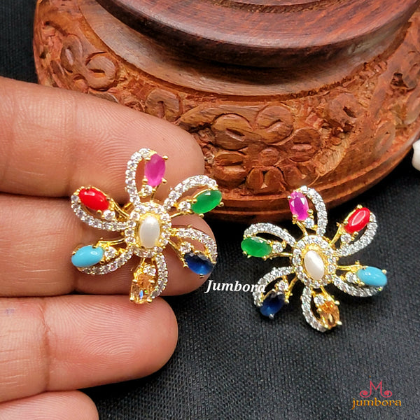 Multicolor Floral AD Zircon Stud Earring