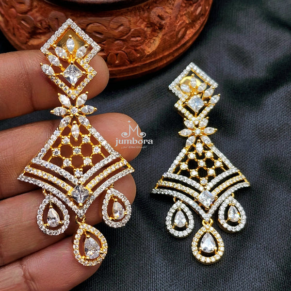 Contemporary White AD Zircon Jhumka Earring