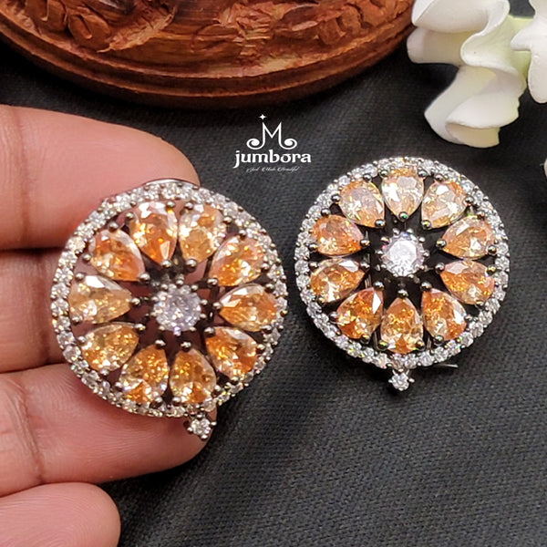 Champagne Color Victorian AD Zircon Stud Earring