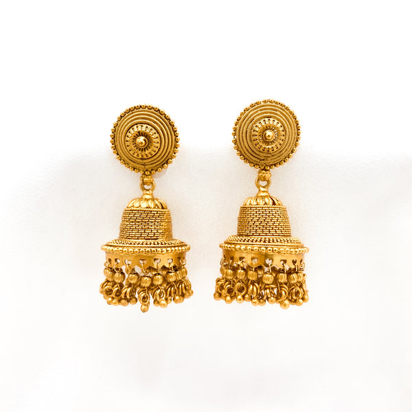 Traditional Antique Matte Gold plated Jhumka Earring