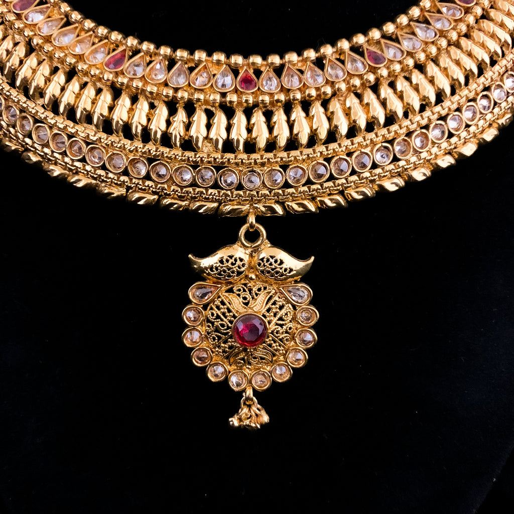 Marvelous Bridal Kerala Style Antique Gold Necklace set with