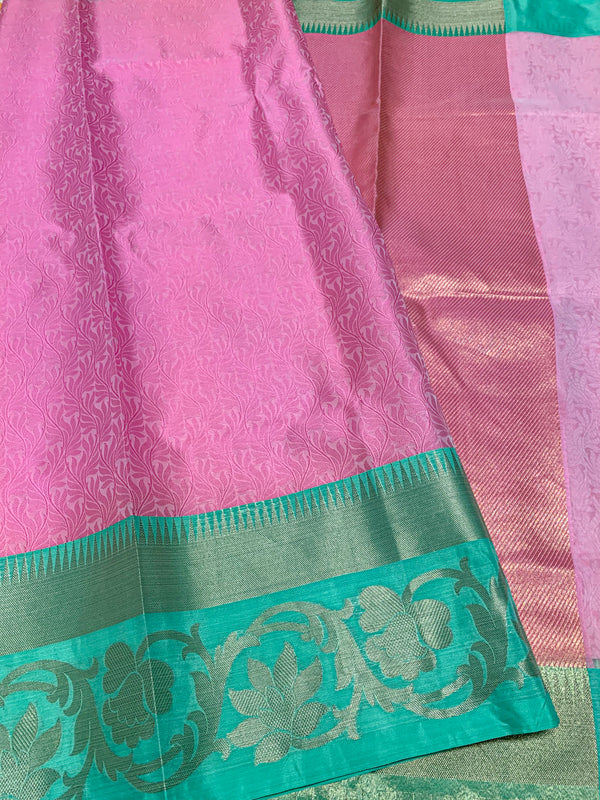 Trendy Traditional Light Pink Kora Muslin Silk Saree