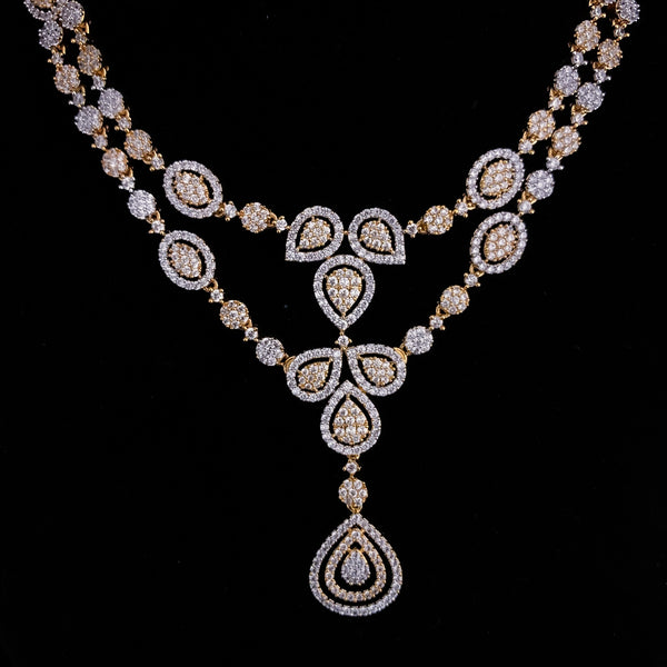 Exceptional Zircon (CZ) Stone Diamond Alike Two-Layered Necklace Set