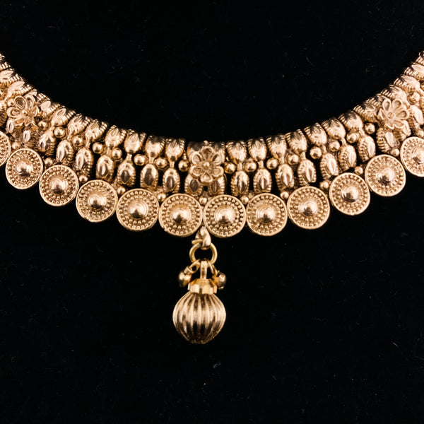 Traditional Ethnic Antique Gold Choker style Necklace set with Jhumka