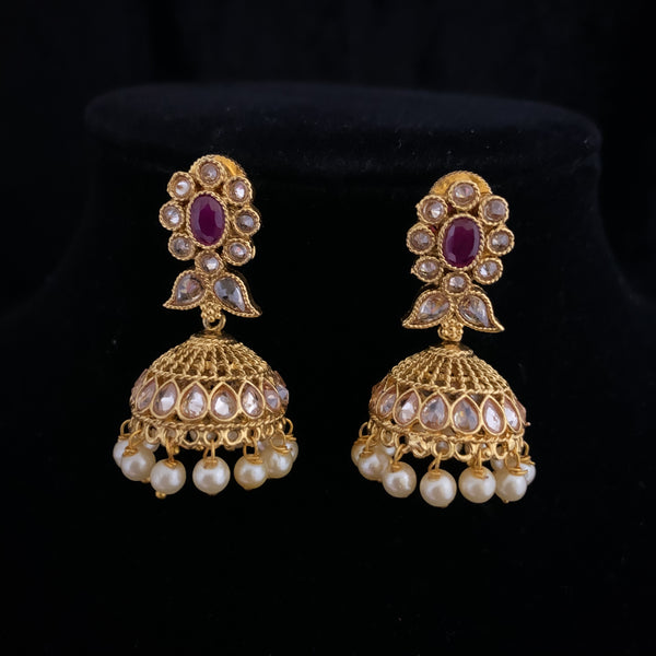 Magnificient Peacock Antique Gold Necklace Set with LCD stones and jhumka