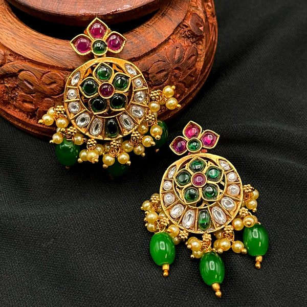 Red & Green Kemp Chaandbali Earring