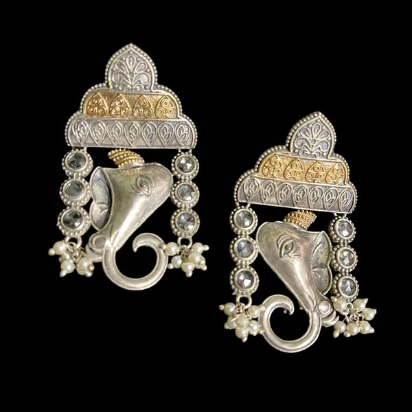 Ganesha Dual Tone Oxidized German Silver Earring