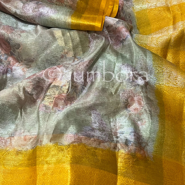 Digital Print Floral Kora Organza Saree