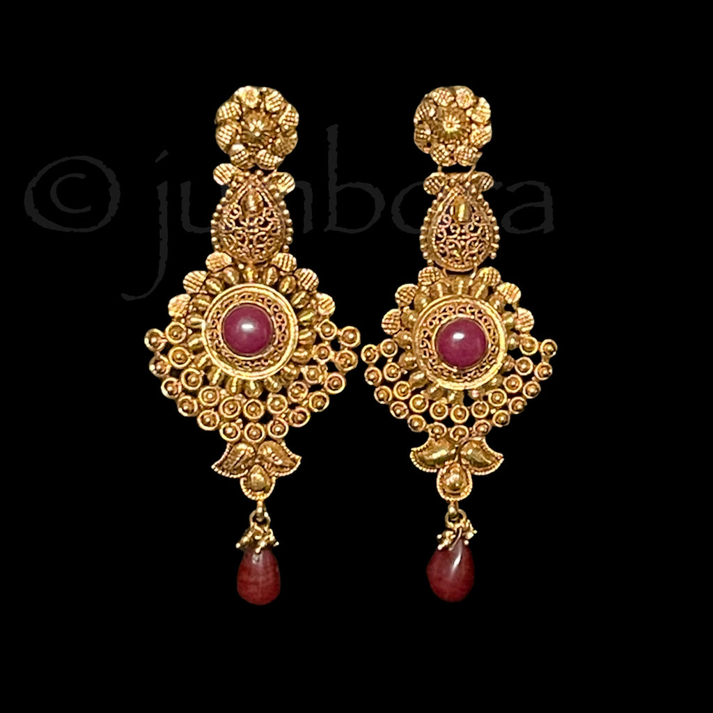 Long Statement Antique Gold Earring