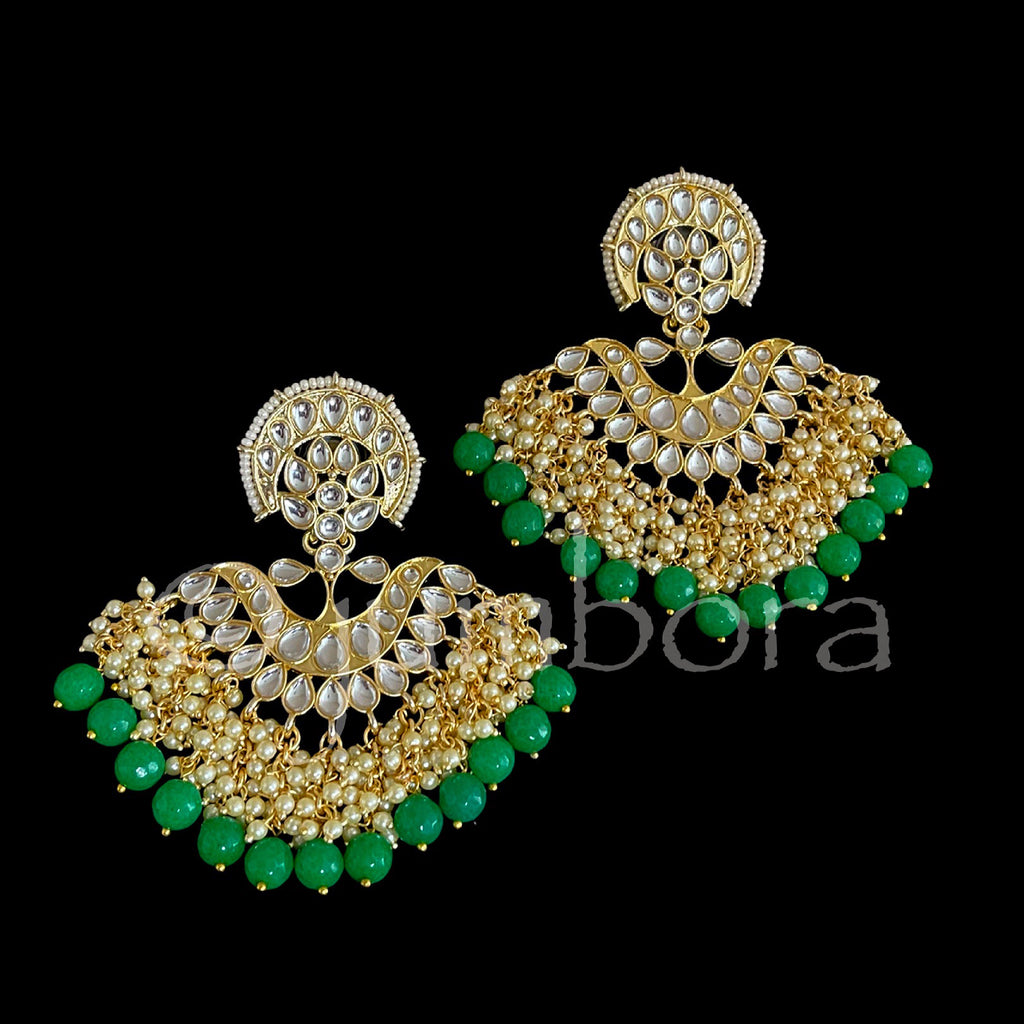 Royal Kundan Earrings with  Cluster Pearls