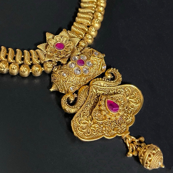 Royal Gold Alike Antique Gold Necklace with jhumka