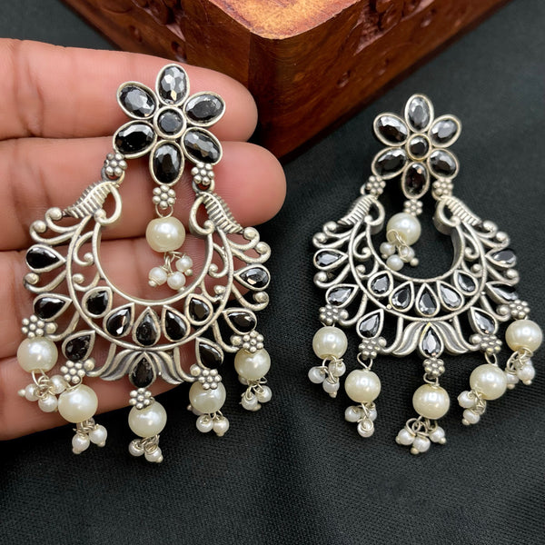 Oxidized German Silver Black Chand Bali Earring