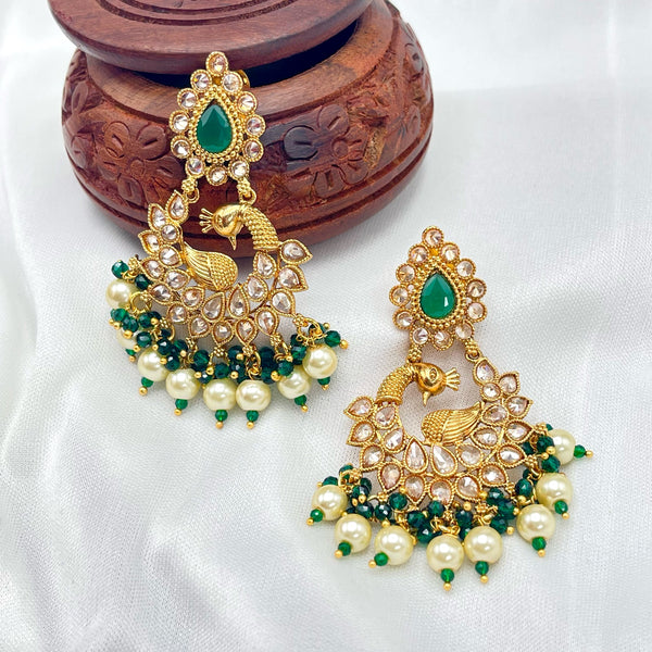 Green Peacock Polki LCD Earring