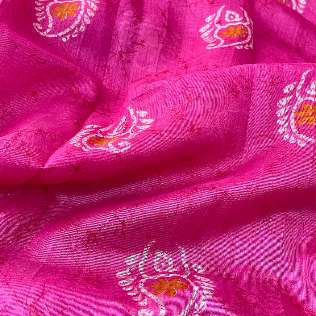 Peach Orange Banarasi Jute Silk Saree with Stitched Blouse – Jumbora