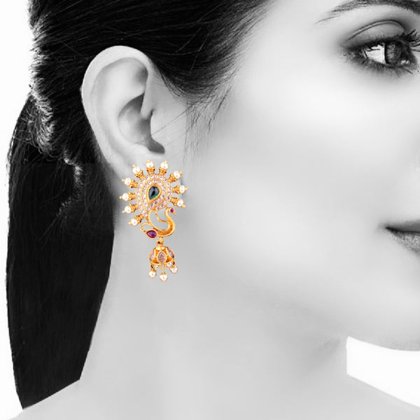 Peacock Kemp Jhumka Earring