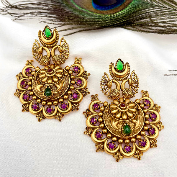 Peacock Kemp Matte Antique Gold Earring