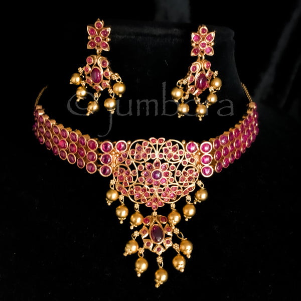 Traditional Kempu Choker Necklace Set