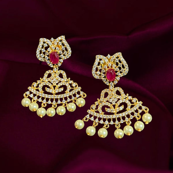 Ruby Red and White AD Zircon Earring