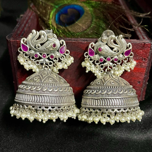 Peacock Big Oxidized German Silver Jhumka Earring